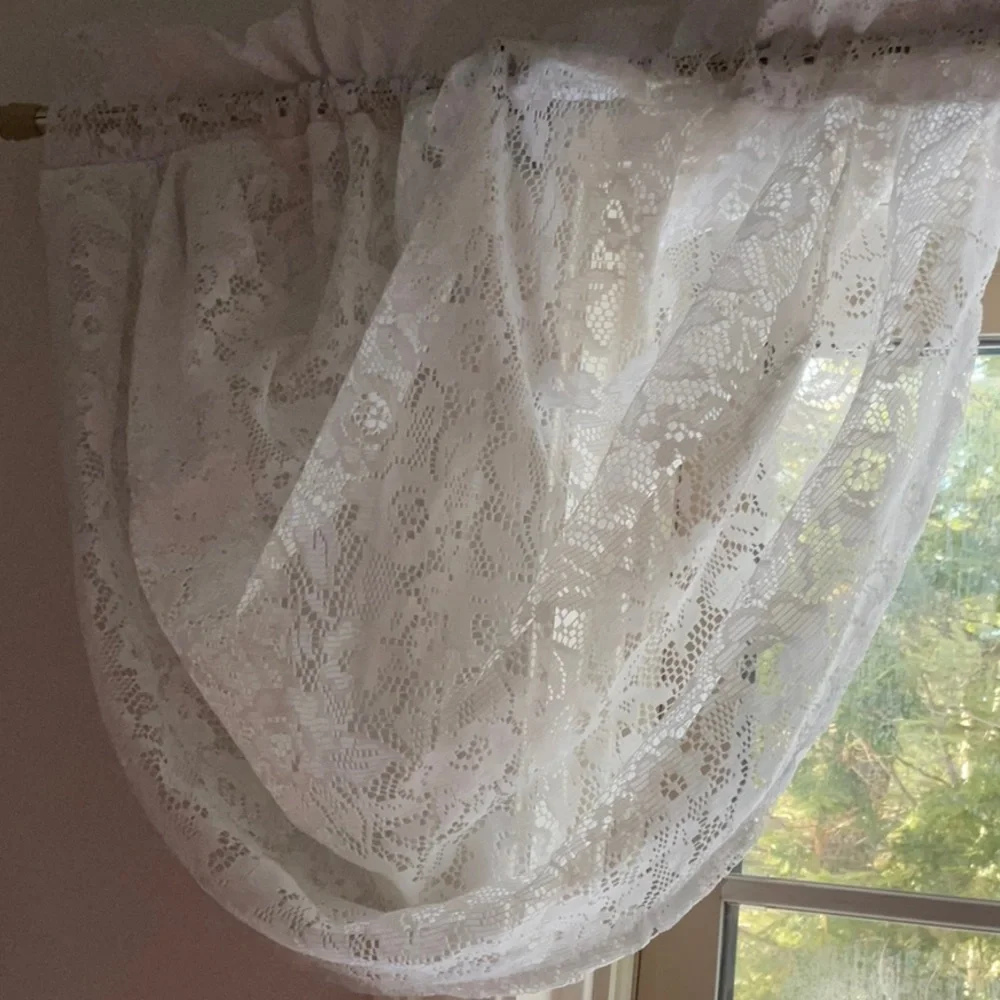 Vintage Floral Lace Waterfall Curtain Valance
